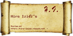 Hirs Iziás névjegykártya